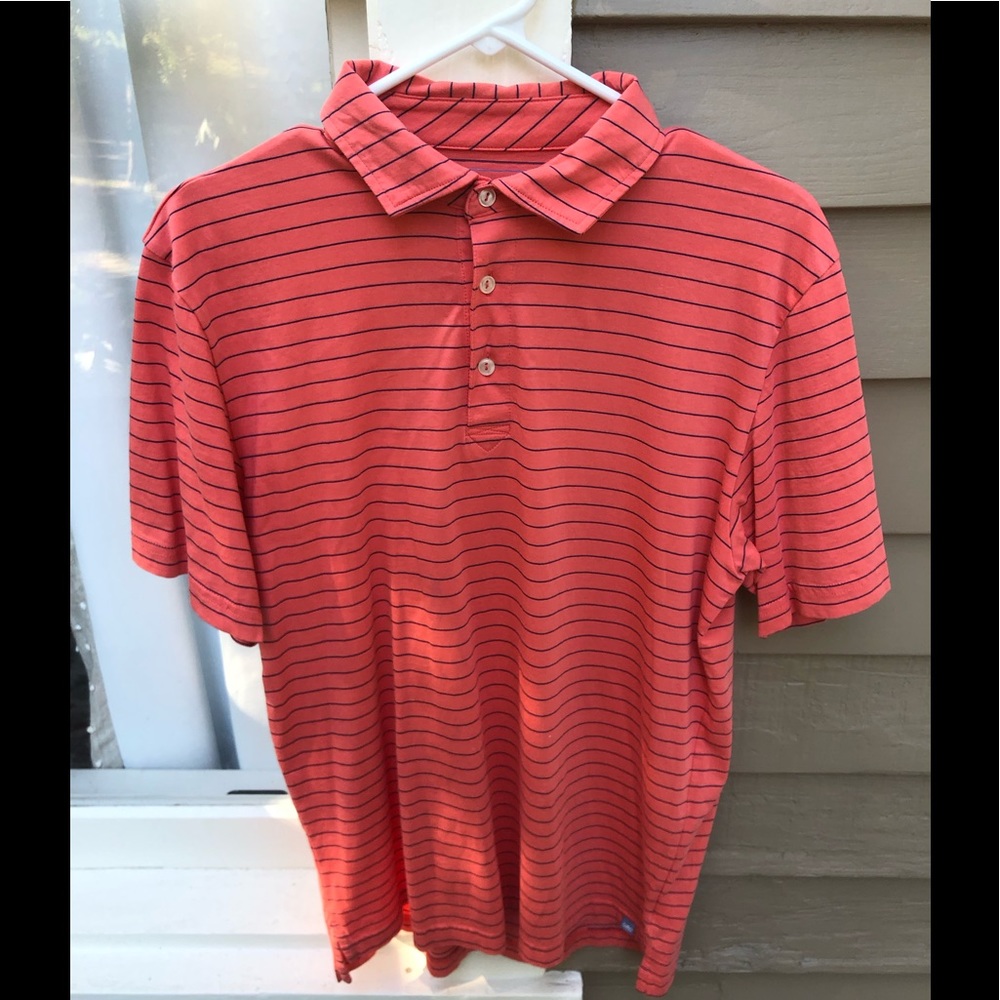 Salmon & Navy Striped Peter Millar Polo